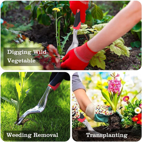 Hand Weeder Tool for Garden, Weed Puller Tool with Rubber Handle, V-Shaped Forks Manual Weeders, Lawn Care Uprooting Weeding Tools for Gardening, ...