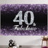 HAMIGAR 6x4ft Happy 40th Birthday Banner Backdrop - 40 & Fabulous Birthday Decorations Party Supplies for Women - Purple...