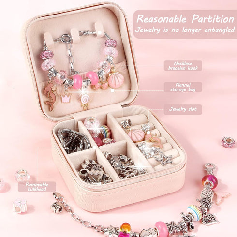 UFU Charm Bracelet Making Kit Girls Beads for Jewelry Making Kit, Unicorns Arts Crafts Gifts Set for Teen Girls Age 5 6 7 8-12, with a Portable Br...