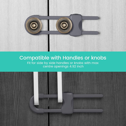 Jetec 10 Pieces Cabinet Locks for Babies, U-Shaped Proofing Drawers Safety Child Locks Adjustable, Easy to Use Childproof Latch for Knob Handle on...