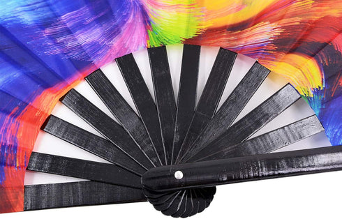 Amajiji Large Rave Folding Hand Fan for Men/Women, Chinease/Japanese Bamboo Hand Fan, Festival Accessories Performance Decoration Gift Dance Handh...