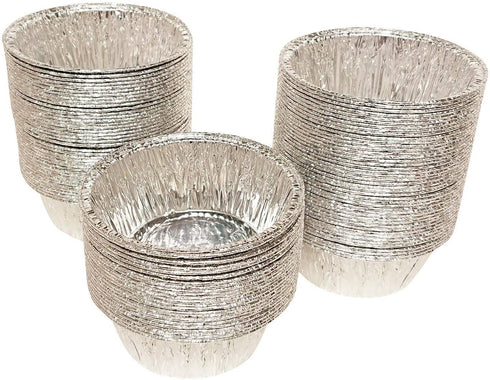 2 Oz Disposable Baking Cups Tins Foil Pans Cups 70 mL Aluminum Foil Cupcake Bowl Pans for Baking, Roasting, 100Pcs....