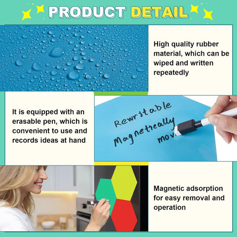 8 Pcs Hexagon Shape Magnetic Dry Erase Board Hexagon Small Dry Erase Board Magnet Dry Erase Boards 4 Pcs Dry Erase Marker for Teachers Students, S...