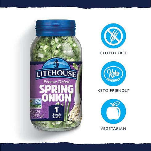 Litehouse Freeze Dried Spring Onion - Fresh Spring Onion, 1 Bunch Inside, Fresh Taste, Gluten Free, Keto Friendly, No Refrigeration - 0.23 Ounce...