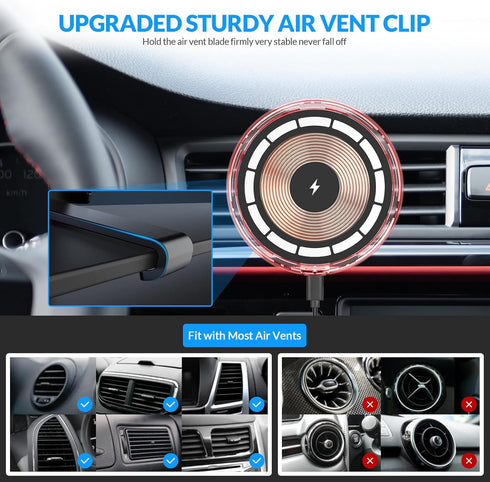 C25 Wireless Magnetic Car Charger for iPhone 15/14/13/12 Series, Upgraded Car Phone Holder Auto-Alignment,Fast Charging Air Vent Mount (RGB)......