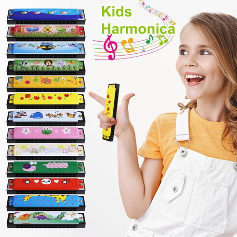 26 Pcs Harmonica for Kids Birthday Party Favor, 16 Holes Toddler Harmonica with Double Row, 13 Style Musical Instrument Toy for Toddler Kids Goodi...