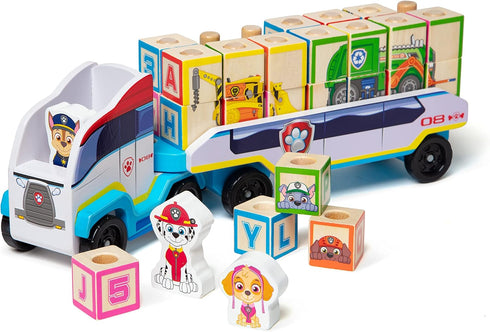 Melissa & Doug PAW Patrol Wooden ABC Block Truck (33 Pieces) - Sort And Stack Toys, Alphabet Blocks For Toddlers, Vehicle Toys For Kids Ages 3+, 3...