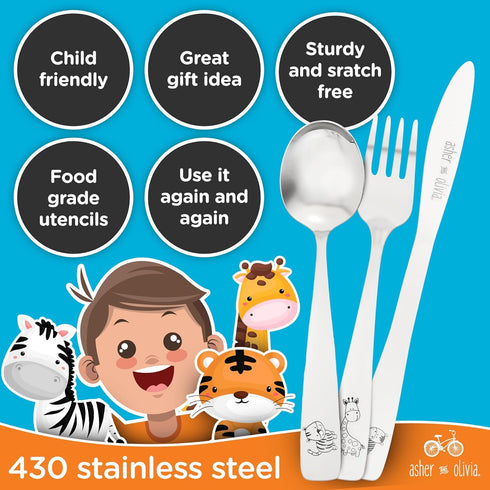 Kids and Toddler Utensils Silverware Set – 9-Piece Toddler Silverware Includes 3 Forks 3 Spoons and 3 Kid-Friendly Knives - kids Metal silverware ...