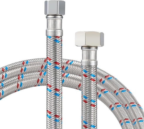 AULLEND Faucet Supply Lines,3/8" Comp x 1/2" FIP Braided Stainless Steel Faucet Water Supply Lines for Bathroom Kitchen Sink Faucet 2Pcs (40mm)...