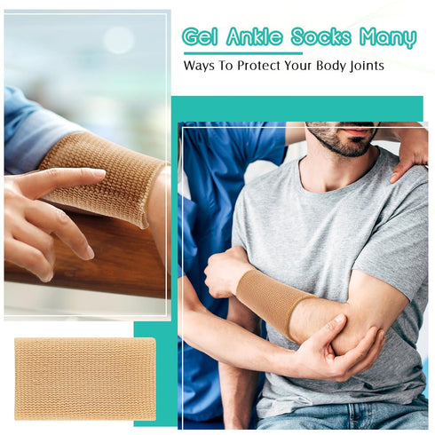 Sratte 4 Pcs Ankle Gel Sleeve Padded Socks Ankle Protector Gel Sleeve Socks Gel Pad Ankle Support Brace Pad Skateboard Accessories for Skating Rid...