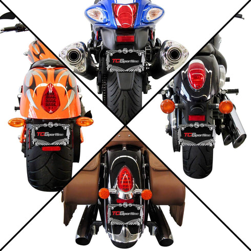 LPF248-C 3D Handle Bar and Indian Chief Style Zinc Metal Chrome Finished Motorcycle License Plate Frame...