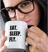 3dRose mug_180404_4 Eat Sleep Fly - fun gifts for pilots flight crew and frequent flyers - Two Tone Black Mug, 11oz...