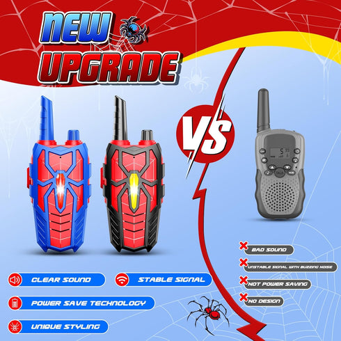 Spider Walkie Talkies Toys for Kids : Gifts for Boys Ages 3 4 5 6 7 8 9 10 Kids Walkie Talkies 2 Pack Outdoor Hiking Toy for 5-7 Year Old Boy Birt...