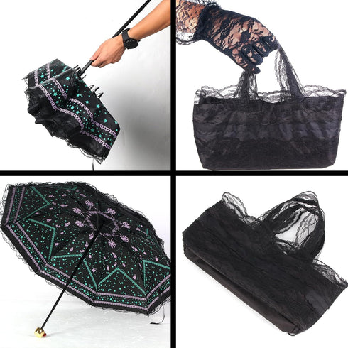 Princess Lace Ultraviolet-Proof Folding Umbrella Anti-uv Dome Parasol...