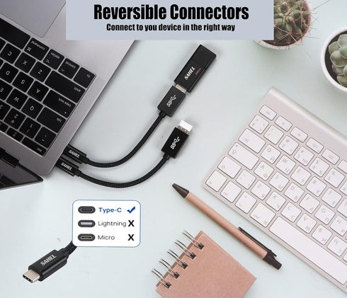 SAHEL USB C to USB Adapter (2-Pack), USB Type-C to USB 3.0 OTG Converter, Thunderbolt 3 to USB Female Adapter, Compatible with MacBook Pro/Air, iP...