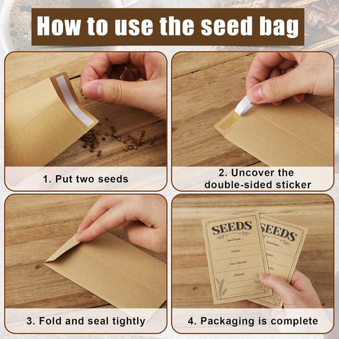 150pcs Seed Packets, 3.15" x 4.72" Self Sealing Seed Saving Envelopes Resealable Seed Bags Holder Pack Organizer Kraft Paper Small Parts Envelopes...