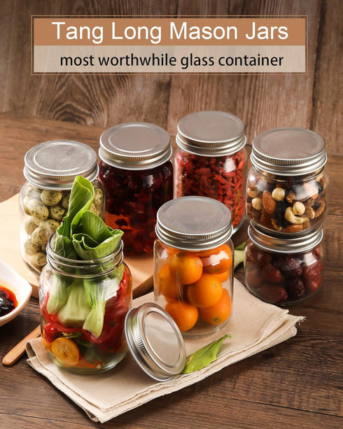 TANGLONG Mason Jars 8 oz Set of 24, Small Glass Jars with Lids For Spice, Jelly, Jam, Honey, Pickles, Wedding Shower Favors...