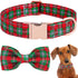 Dog Collar with Bow, Red Plaid Dog Collar Soft Durable Adjustable Cotton Red Green Tartan Puppy Collar for Small Medium Large Dog...