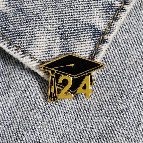 2024 Graduation Cap Enamel Pin Decorations Brooch Lapel Apparelpin Black and Gold Graduation for Studant Women Men College High School Congrats Gr...