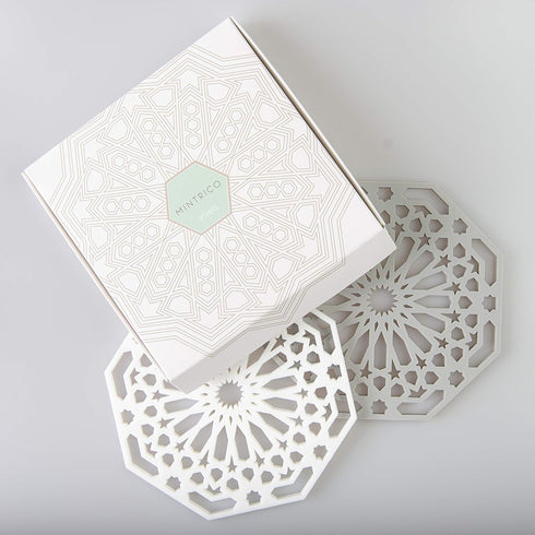 Mintrico Silicone Trivet Mat Pad for Hot Dishes Set of Two (White & Grey Octagon)…...