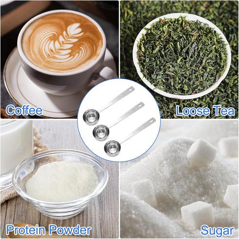 Timoo Coffee Measuring Scoop 1 Tablespoon long handle Stainless Steel spoon for Coffee, Milk Powder, Fruit Powder, Set of 5...