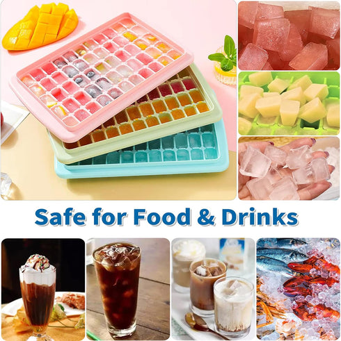 ARTLEO Ice Cube Tray with Lid and Bin for Freezer, Easy Release 55 Trapezium Ice Cube Tray with Cover, Storage Container, Scoop, Flexible Durable ...