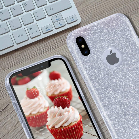MATEPROX Compatible with iPhone Xs case,Compatible with iPhone X Glitter Bling Sparkle Cute Girls Women Protective Case -Silver...