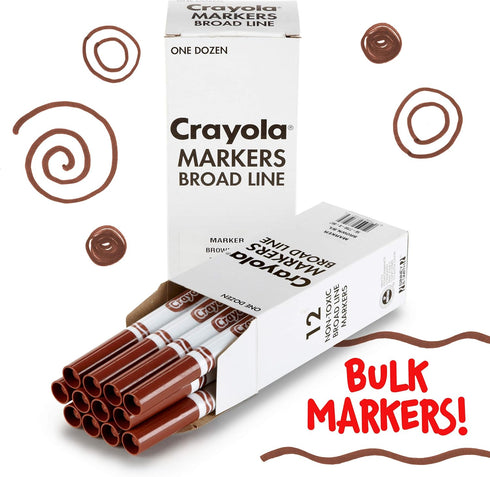 Crayola Broad Line Markers, Brown, 12 Count Bulk Markers...