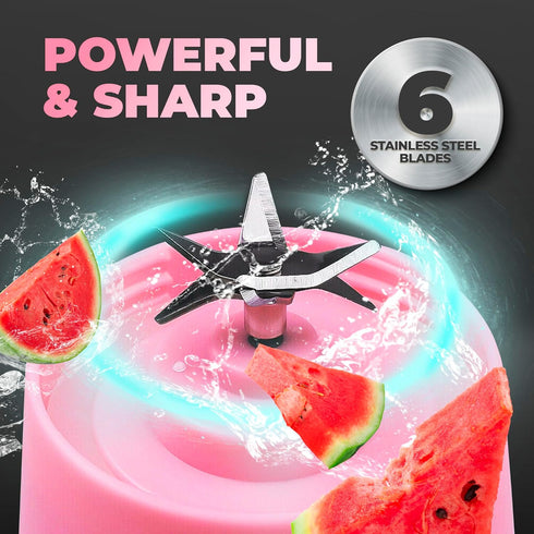 Portable Blender - Compact and USB Rechargeable Personal Travel Blenders for Smoothies, Shakes and Ice - Mini Fruit Juice Mixing Shaker Bottle - 3...