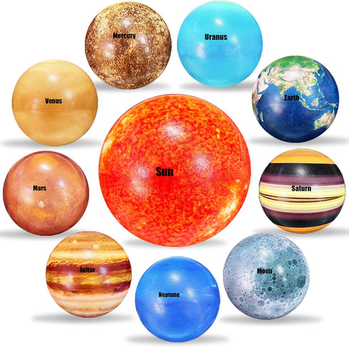 10PCS Solar System Planet Stress Balls,Stress Relief Planets and Space Ball Educational Toys,Anti Stress Solar Educational Balls for Adults and Ki...