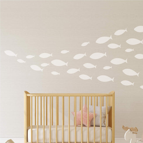 Ocean Fish Wall Decal- Under The Sea Vinyl Wall Stickers for Kids Room Bedroom Bathroom Nursery Decor-WHITE...