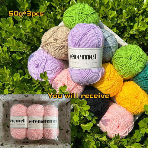 3 Pcs of Crochet Yarn Total 150g (426 Yards) Multi-Color 4-ply Acrylic Yarn Skeins, Seremel Brand Yarns for Crocheting and Knitting(Black)......