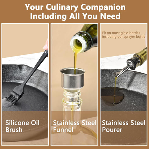 Glass Oil Spray Bottle, 8.8oz Oil Sprayer for Cooking, Large Olive Oil Sprayer, Oil Mister for Air Fryer, BBQ, Kitchen Oil Spritzer, Cooking Spray...