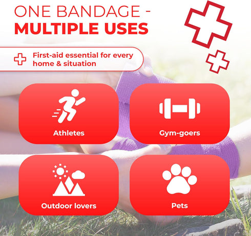 Ever Ready First Aid Self Adherent Cohesive Bandages 3" x 5 Yards - 12 Count, Rainbow Colors...