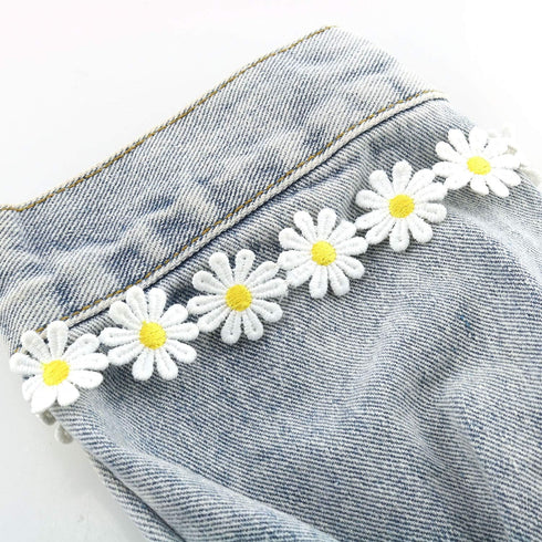Tegg Lace Ribbon 5 Yards 25mm Daisy Sun Flower Trims DIY Ribbon Lace for Applique Headband Sewing DIY Craft...