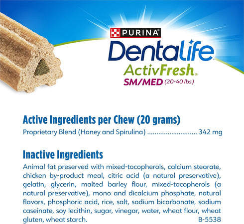 Purina DentaLife ActivFresh Chicken Flavor Small/Medium Breed Adult Dog Dental Chews - 21 ct. Pouch...