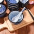 Ceramic Soup Spoons Japanese Ramen Spoons Set of 5 Wonton Spoon for Pho Ramen Noodles Wonton Dumpling Rice,With Blue Spots...