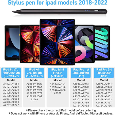 Stylus Pen for ipad, Active Pencil with Quick Charge, Palm Rejection Tilt Sensor, Apple Pen Compatible with 2018-2022 iPad Pro 11"/12.9",iPad 10/9...