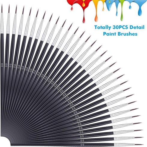 Miniature Detail Paint Brushes, Anezus 30 Pcs Paintbrushes Small Watercolor Artists Paint Brushes for Acrylics Oil Model Craft Nail Detail Paintin...