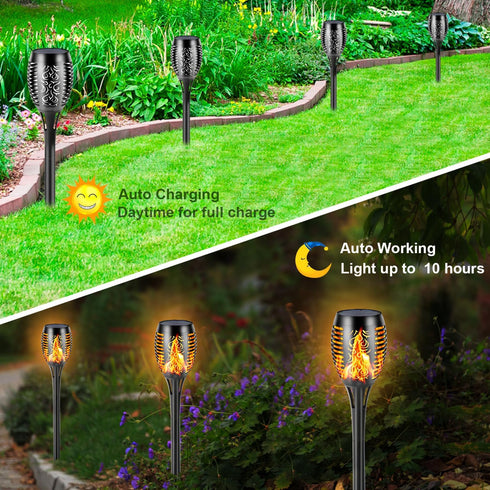 Solar Torch Lights, Solar Lights Outdoor with Flickering Flame,Waterproof Solar Garden Lights Flame Torches for Outside Patio Pathway Yard Decorat...