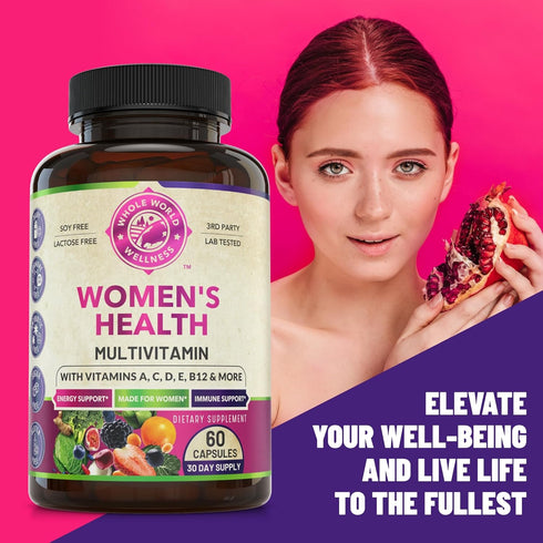 Womens Daily Multivitamin Multimineral Supplement for Energy, Mood, Focus, Hair, Skin & Nails. Made for Women with 30+ Nutrients, Fruit & Energy B...