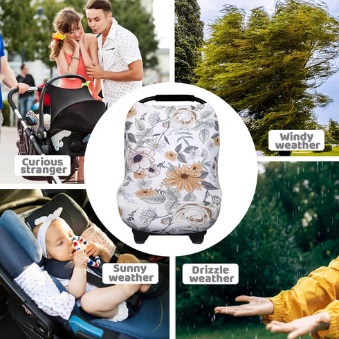 Rquite Car Seat Covers for Babies, Baby Car Seat Canopy Carrier Cover, Breathable Nursing Cover for Breastfeeding, Stretchy Carseat Cover Boys Gir...