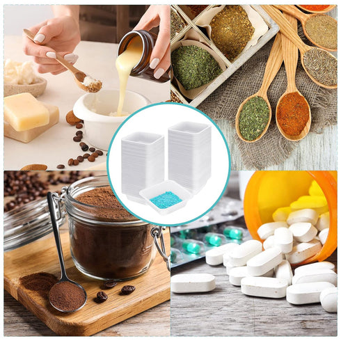 Sherr 125 Pack Weigh Boats Medium 100ml Square Disposable Plastic Trays for Scale Anti Static Plastic Pan Lab Weighing Dishes 3.15 x 3.15 Inch Eas...