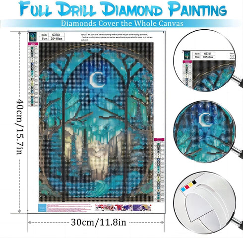 bleihum Starry Night Diamond Painting Kits- Tree Diamond Art for Adults,Gem Painting Crafts for Adults Home Wall Decor,DIY 5D Gem Art Moon Perfect...