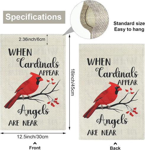 2 Pcs Cardinal Garden Flags Gifts Decor for Graves When Cardinal Appear Memorial Yard Flag I Am Always with You Cemetery Flag Bereavement Gift Out...