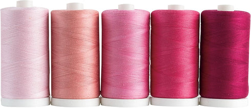 Connecting Threads 100% Cotton Thread Sets - 1200 Yard Spools (Set of 5 - Rosy Glow)...
