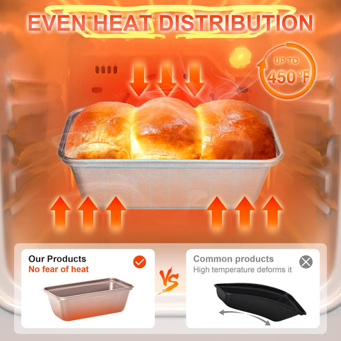HONGBAKE Mini Loaf Pan for Baking Bread, Nonstick Small Banana Bread Tins Set of 3, 6 x 3.3 x 2 In Tiny Carbon Steel Meatloaf Pan - Rose Gold...