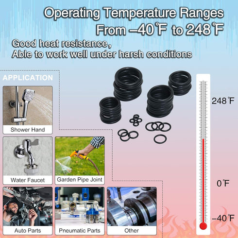 740pc Universal O Rings Assortment in 24 Sizes with 4pc Tools | Rubber O Rings Kit for Faucet Plumbing Automotive Repair | Nitrile Rubber Oring Ki...