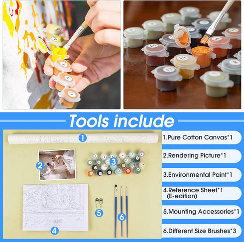 SKRYUIE Paint by Numbers Frogs for Adults, Acrylic Oil Painting by Numbers Kits Suits for Beginner with Paintbrushes Brushes Paintwork Art Crafts ...