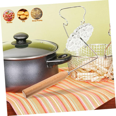 Oil Pier Mold Scandinavian Iron Wooden Handle Spoon Waffle Rosettes Molds Mesh Filter Non Stick Cookware...